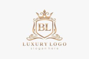 modèle de logo de luxe royal de lettre initiale bl dans l'art vectoriel pour le restaurant, la royauté, la boutique, le café, l'hôtel, l'héraldique, les bijoux, la mode et d'autres illustrations vectorielles.