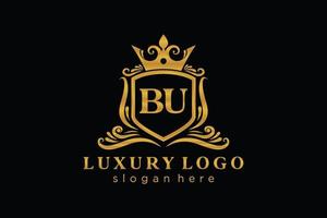 modèle de logo de luxe royal de lettre bu initiale dans l'art vectoriel pour le restaurant, la royauté, la boutique, le café, l'hôtel, l'héraldique, les bijoux, la mode et d'autres illustrations vectorielles.