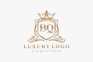 modèle initial de logo de luxe royal de lettre bq dans l'art vectoriel pour le restaurant, la royauté, la boutique, le café, l'hôtel, l'héraldique, les bijoux, la mode et d'autres illustrations vectorielles.