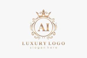 modèle de logo de luxe royal de lettre ai initiale dans l'art vectoriel pour le restaurant, la royauté, la boutique, le café, l'hôtel, l'héraldique, les bijoux, la mode et d'autres illustrations vectorielles.