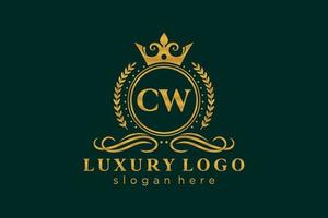 modèle de logo de luxe royal lettre initiale cw en art vectoriel pour restaurant, royauté, boutique, café, hôtel, héraldique, bijoux, mode et autres illustrations vectorielles.