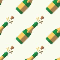 modèle vectorielle continue de champagne plat sur fond beige clair pour les emballages de noël, les cartes postales, le textile, les vêtements, etc. noël, nouvel an et concept de vacances vecteur