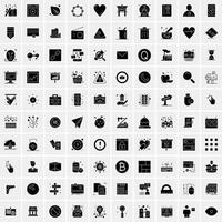ensemble de 100 icônes solides universelles vecteur