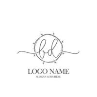 monogramme de beauté bd initial et design de logo élégant, logo manuscrit de la signature initiale, mariage, mode, floral et botanique avec modèle créatif. vecteur