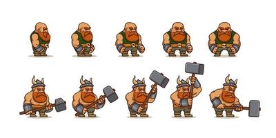 animation de personnage de dessin animé viking, barbare 2d vecteur