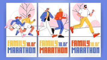 bannières publicitaires marathon familial, invitation, sport vecteur