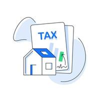 concept de paiement de l'impôt. analyse de données, paperasse, illustration vectorielle d'icône de conception plate vecteur