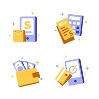 paiement avec l'icône du smartphone, paiement mobile en ligne, illustration vectorielle de l'icône du design plat vecteur