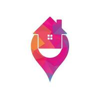 vecteur de logo de point de maison. icône de broche avec combinaison maison. concept de symbole d'emplacement de point de carte gps créatif.