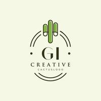 gi lettre initiale cactus vert logo vecteur