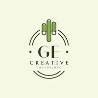 ge lettre initiale vert cactus logo vecteur