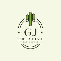 gj lettre initiale cactus vert logo vecteur