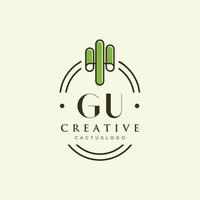 gu lettre initiale cactus vert logo vecteur