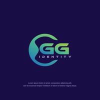 gg lettre initiale ligne circulaire modèle de logo vecteur avec dégradé de couleurs