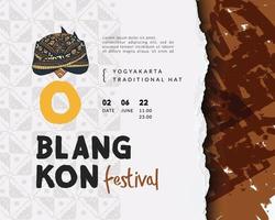 bannière du festival de yogyakarta blangkon illustration dessinée à la main culture indonésienne vecteur