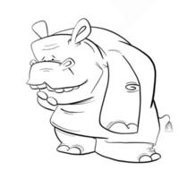 coloriage hippopotame géant vecteur