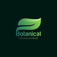 modèle de logo de typographie d'aliments naturels botaniques de feuille verte, logo de produit biologique vecteur