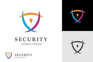 logo de bouclier de cyberdéfense pour la conception d'icône de logo de verrouillage de sécurité des données internet vecteur