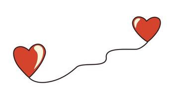 cœur. symbole d'amour abstrait. panneaux de géolocalisation et traqueur de plan de voyage avec symbole de coeur. voie de circulation entre deux personnes aimantes. illustration vectorielle de dessin à la main. vecteur