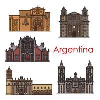 monuments de l'argentine vecteur icônes de ligne de bâtiments