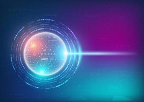 sphère de technologie abstraite avec schéma de lignes de circuit. la planète avec la surface du circuit imprimé. illustration vectorielle eps10. vecteur