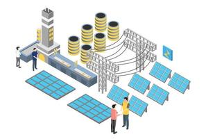 illustration de centrale solaire à électricité intelligente isométrique moderne, adaptée aux diagrammes, aux infographies, à l'illustration de livres, aux actifs de jeu et à d'autres actifs liés aux graphiques vecteur