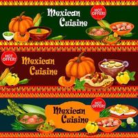 plats de cuisine mexicaine avec bannière d'ingrédients vecteur