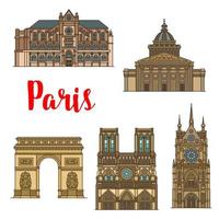 icône de point de repère de voyage français de la vue touristique de paris vecteur