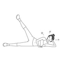 illustration de contour fille faisant du fitness vecteur