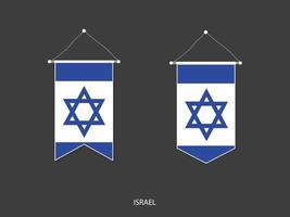 drapeau d'israël sous diverses formes, vecteur de fanion de drapeau de football, illustration vectorielle.