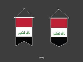 drapeau de l'irak sous diverses formes, vecteur de fanion de drapeau de football, illustration vectorielle.