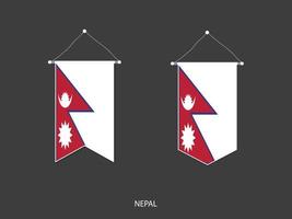 drapeau du népal sous diverses formes, vecteur de fanion de drapeau de football, illustration vectorielle.