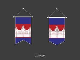 drapeau du cambodge sous diverses formes, vecteur de fanion de drapeau de football, illustration vectorielle.