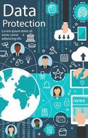 affiche de technologie de protection des données internet vector