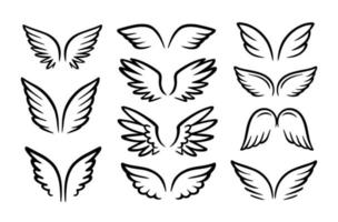 collection d'anges ailes noires vecteur