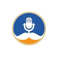 modèle de conception de logo vectoriel podcast fort. modèle de conception de logo de podcast gentleman. icône de podcast de moustache.