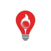 vecteur de conception de modèle de logo de concept de forme d'ampoule de feu de golf. icône de conception de logo feu et balle de golf.