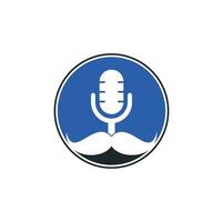 modèle de conception de logo de podcast gentleman. icône de podcast de moustache. vecteur