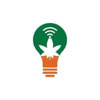 création de logo vectoriel de forme d'ampoule wifi cannabis. symbole ou icône de chanvre et de signal.