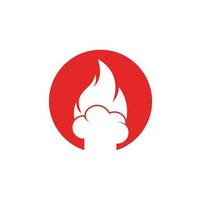 création de logo vectoriel de chef chaud. chapeau de chef avec une icône de vecteur de flamme.
