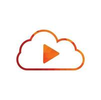 modèle de conception de logo de nuage vidéo. modèle de logo multimédia de lecture en nuage. vecteur