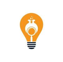 conception de logo de concept de forme d'ampoule de laboratoire de recherche. trouver le modèle de vecteur de conception de logo de laboratoire. conception d'icône de logo de recherche de laboratoire.