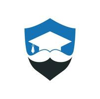 modèle de conception de logo d'éducation solide. graduation de chapeau avec la conception d'icône de moustache. vecteur