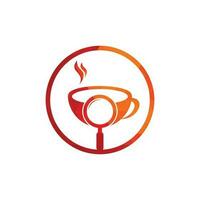 vecteur de conception de modèle de logo de café de recherche. vecteur de modèle de logo de loupe de café.