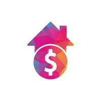vecteur de conception de modèle de logo de paiement à domicile. combinaison de pièces de monnaie et de logo immobilier. symbole ou icône de l'argent et de la maison