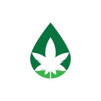 création de logo de concept de goutte de cannabis. icône de vecteur de logo nature feuille de cannabis