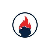 création de logo vectoriel de chef chaud. chapeau de chef avec une icône de vecteur de flamme.