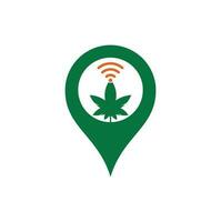création de logo vectoriel de forme gps wifi cannabis. symbole ou icône de chanvre et de signal.