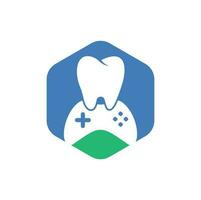 conception d'icône de logo de jeu dentaire. création de logo vectoriel de dent et de console.