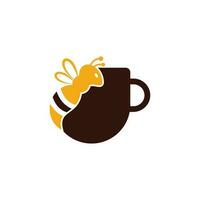 inspiration de logo d'abeille de café. modèle de conception de café ou de boisson. vecteur